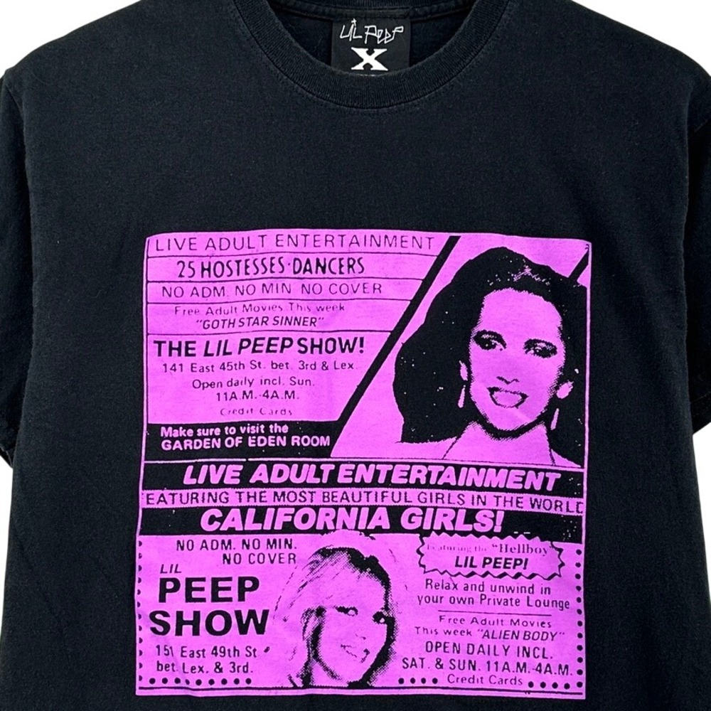 Lil Peep x Alien Body California Girls Peep Show T-Shirt Black Pink SZ M Rap